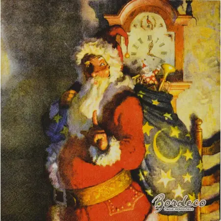 Serwetka do decoupage Mikołaj z workiem nocą 33x33 IHR Unikat